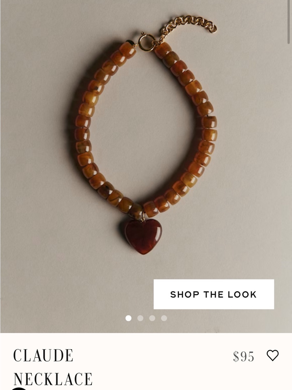 Sezane Brown Beaded Heart Necklace